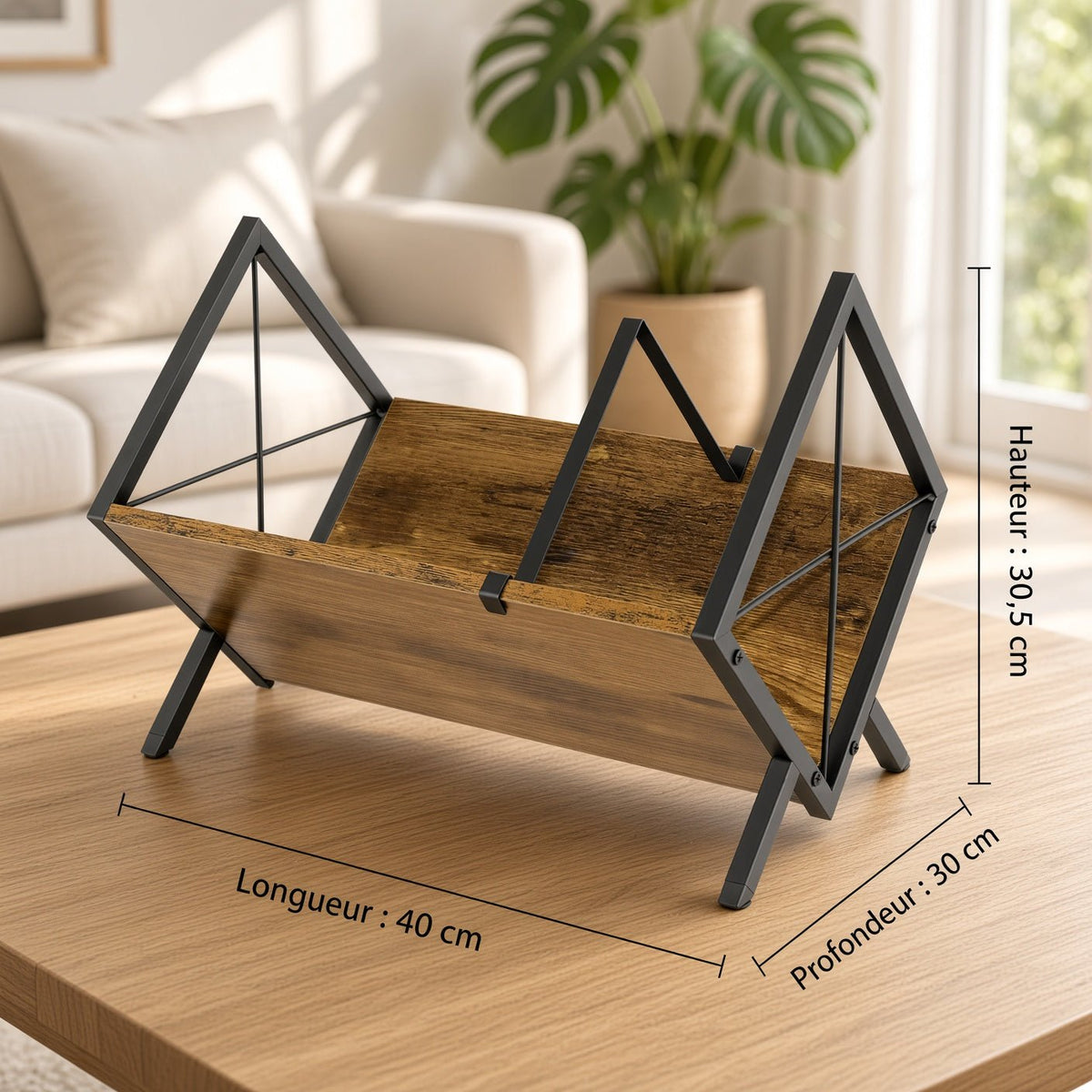 Casier à vinyles en bois avec séparateurs réglables