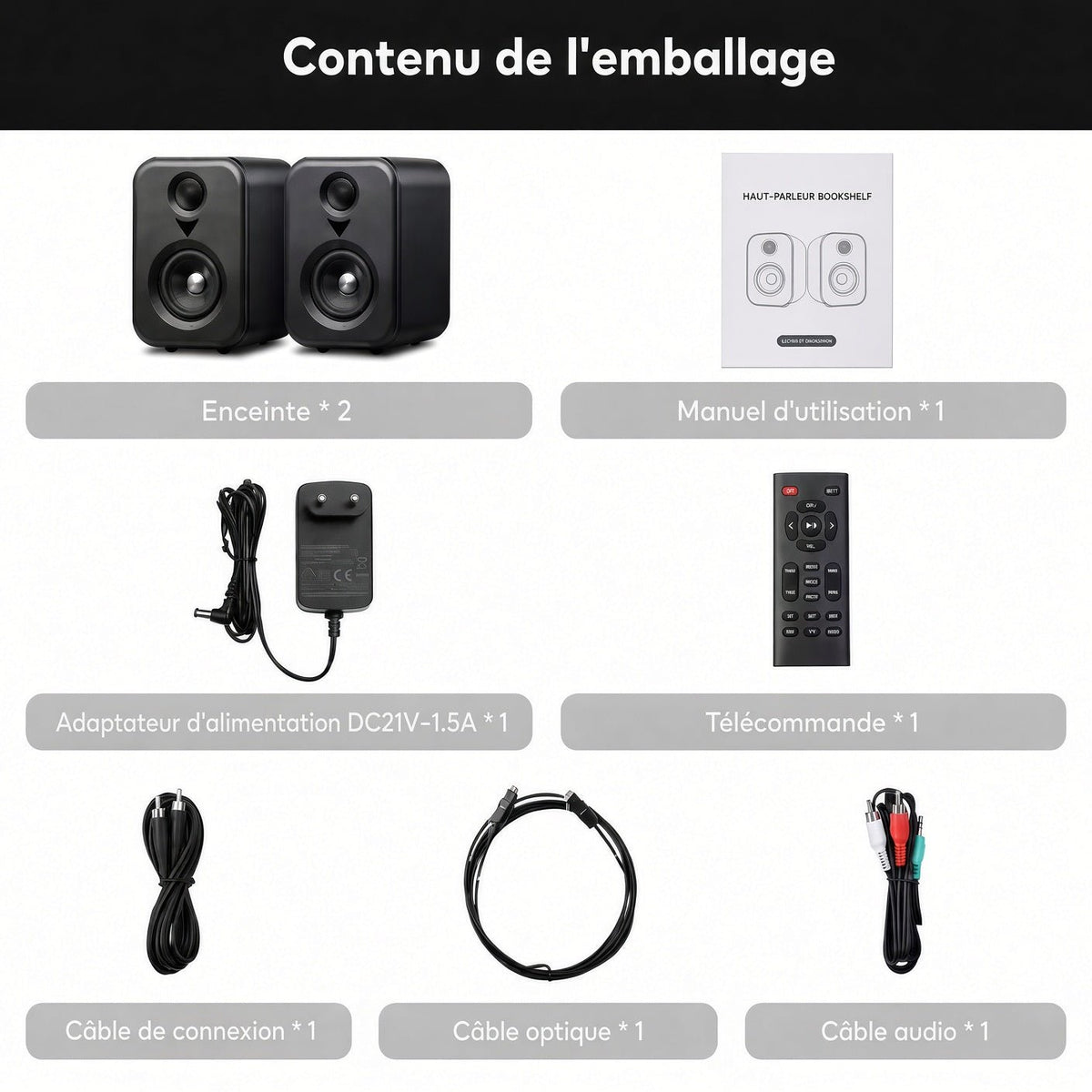 Enceintes actives Prélude 50W pour bureau, téléviseur et platine vinyle