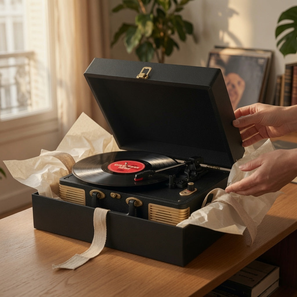Platine vinyle valise fermée